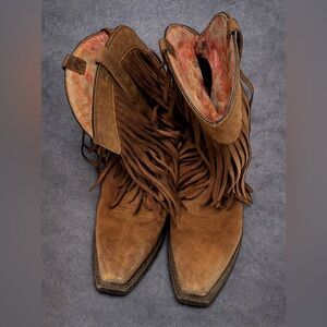 Ariat Fringe Western Ankle Boots Brown Suede Cowgirl – Women’s 9